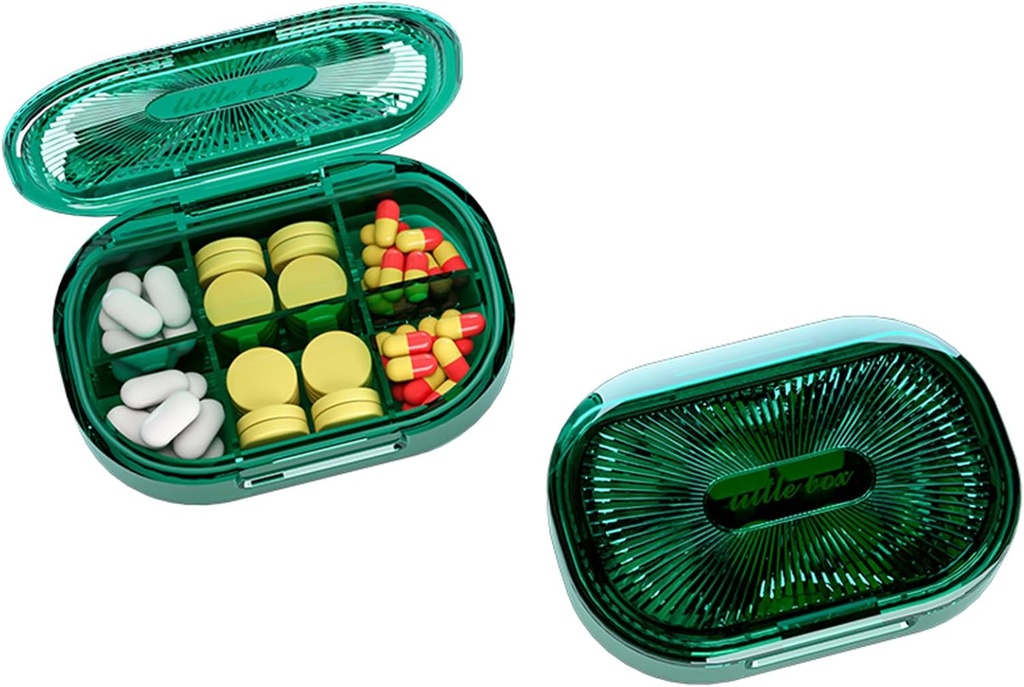 Kleine Pille Box, Feuchtigkeit Proof Pille Fall, Reise Pille Organizer für Pocket Purse, Täglich tragbare Medizin Vitamin, Fischöl, Supplement (Grün)