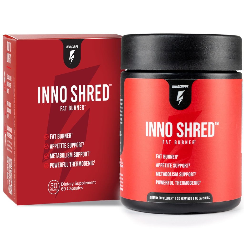 Inno Shred Thermogenic Fat Burner für Männer und Frauen - Appetit Suppressant, Energie & Stoffwechsel Unterstützung mit Capsimax, Paradoxine, Green Tea Extract - 60 Kapseln, 30 Portionen