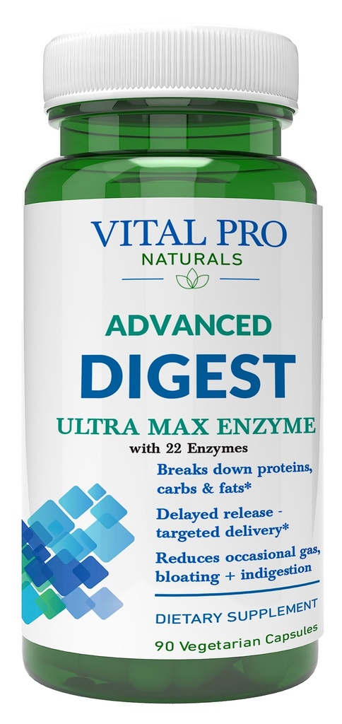 Vital Pro Naturals – Advanced Digest Natural Digestive Enzyme unterstützt Die Aufschlüsselung von Proteinen, Fetten und Kohlenhydraten und Reduziert Okzialgas, Bloating und Verdauung 90 Kapseln