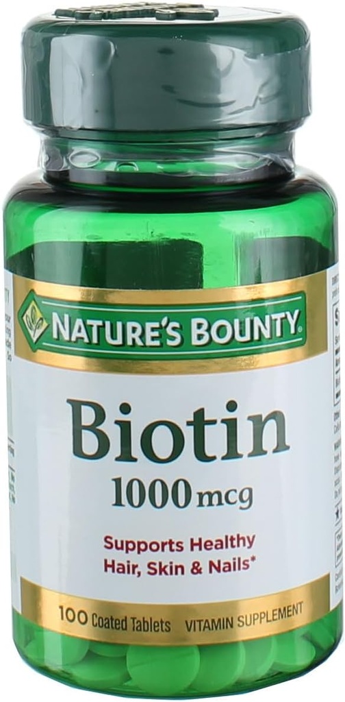 Comprimés revêtus de biotine, 1000 mcg, 100 Ct (1 Pack)