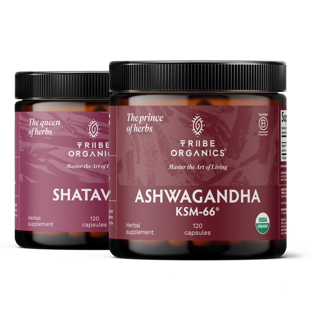 TRIBE ORGANICS Hormonal Wellness Duo - Ashwagandha & Shatavari Kapseln - Unterstützt Frauen Wellness und Balance