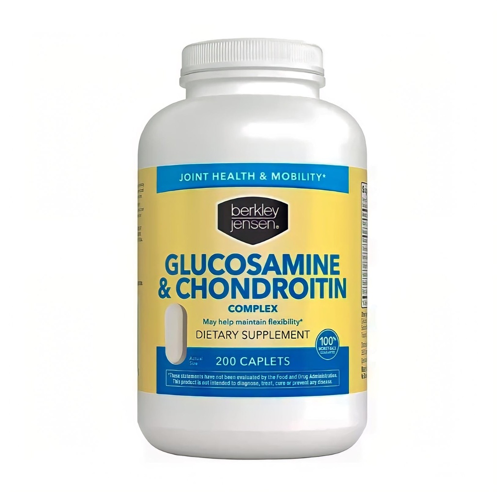 Berkley Jensen Glucosamine Chondroitin MSM Boswellia Complex - Triple Strength Advanced Dietary Supplement for Joints, Ligaments, Tendons, Bones, Connective Tissue Support, 200 Caplets (Pack von 1)