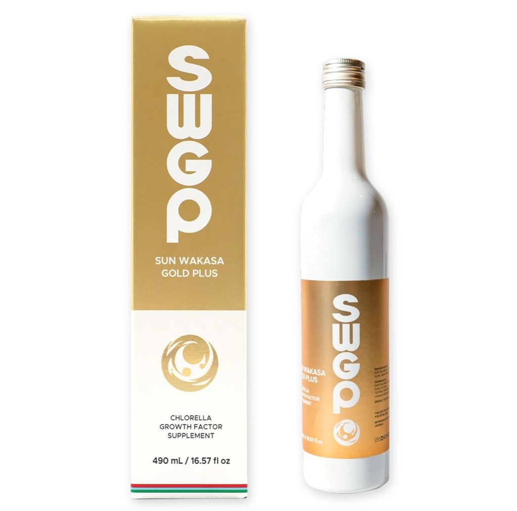 Sun Chlorella Sun Wakasa Gold Plus Superfood Suppléments Buvez une puissante défense immunitaire du corps entier, stimuler l'énergie et la santé - Extrait de microalgues vertes - sans gluten, végétalien - 17oz