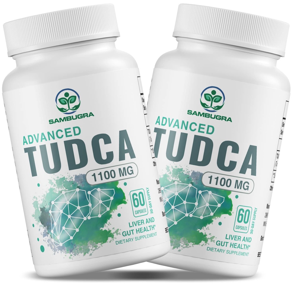 Sambugra TUDCA Leberergänzungen 1100mg, 3rd Party Tested Ultra Strength Bile Salt TUDCA Supplement, Leberunterstützung für Detox Reinigung und Reparatur, 120 Kapseln