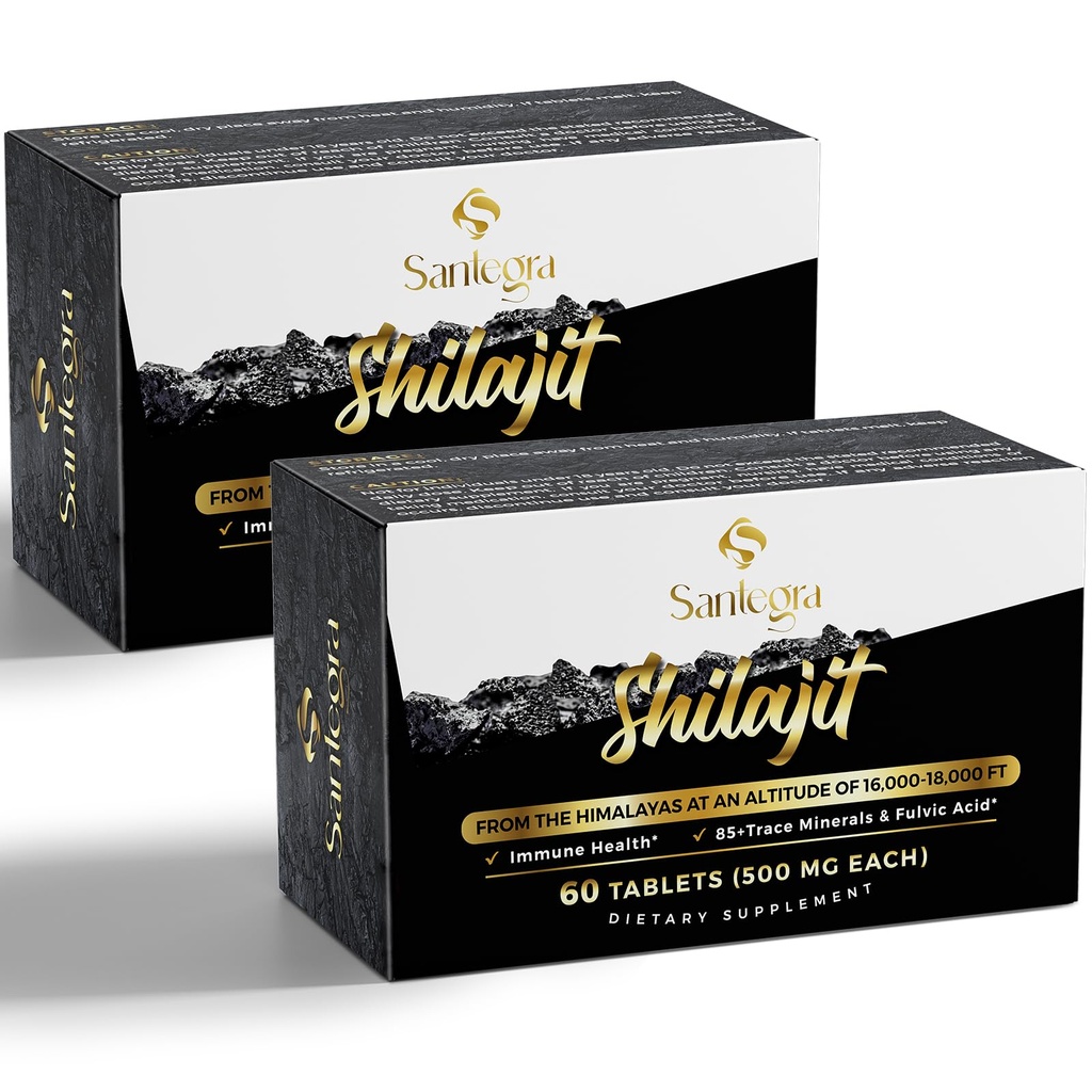 30.000 MG Shilajit Tablets, 100% Shilajit Pure Tablets für Damen und Herren, Himalaya Organic, Fulvic Acid & 85+ Trace Minerals, Harzergänzung für Energie und Immunsystem, 120 Zähler