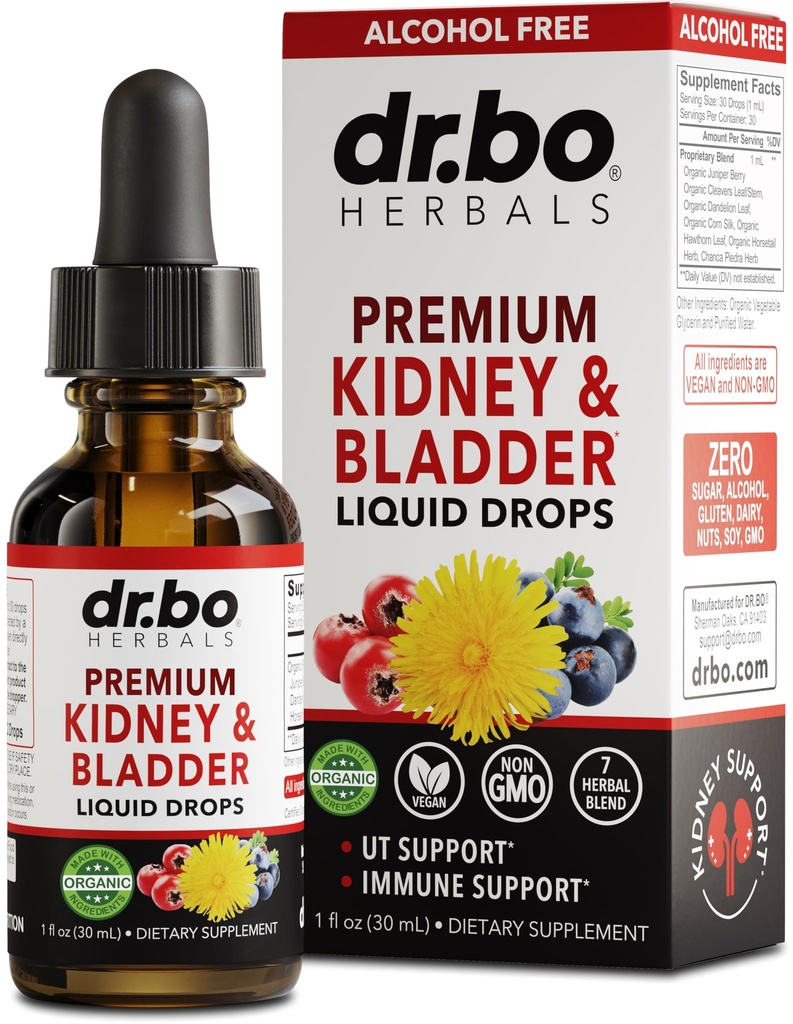 Nieren-Support-Ergänzung Blasengesundheit - Organische Nierenreiniger-Ergänzungen Tropfen Juniper Berry Cleavers Dandelion - Renal Kidney Cleanse Detox Urinary Tract Kräuterblase Unterstützung Flush Kidneys 1oz
