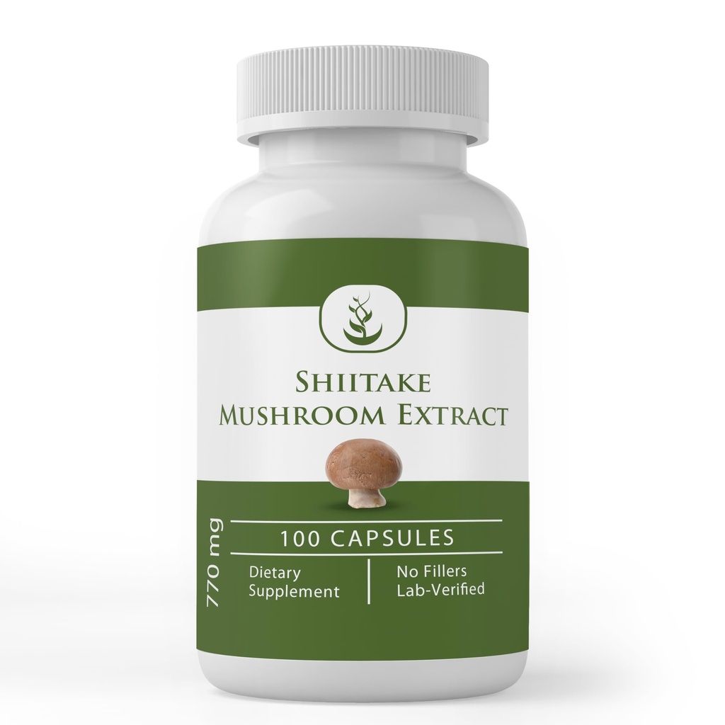 Ingrédients originaux purs Extrait de champignons chiitake (100 capsules) Toujours purs, sans additifs ou remplisseurs, laboratoire vérifié