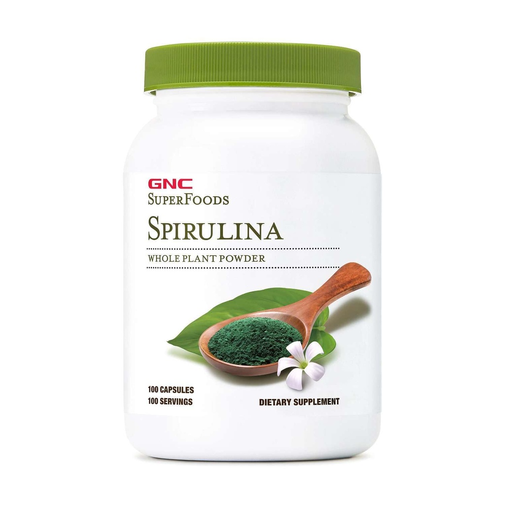 GNC SuperFoods Spirulina Whole Plant Pulver Kapseln, 100 Kapseln, 100 Portionen