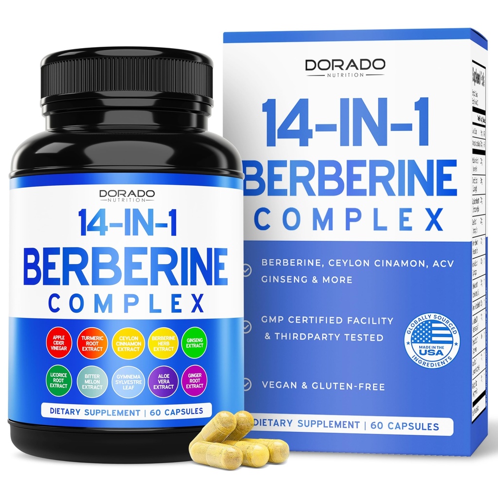 GLP-1 Supplement 14 in 1 Formula for Women & Men (60 Count) GLP1 Supplement Support Gut Health & Metabolism with Berberine,Ceylon Cinnamon Extract & More - Third Party Tested , Vegan Safe & USA Made