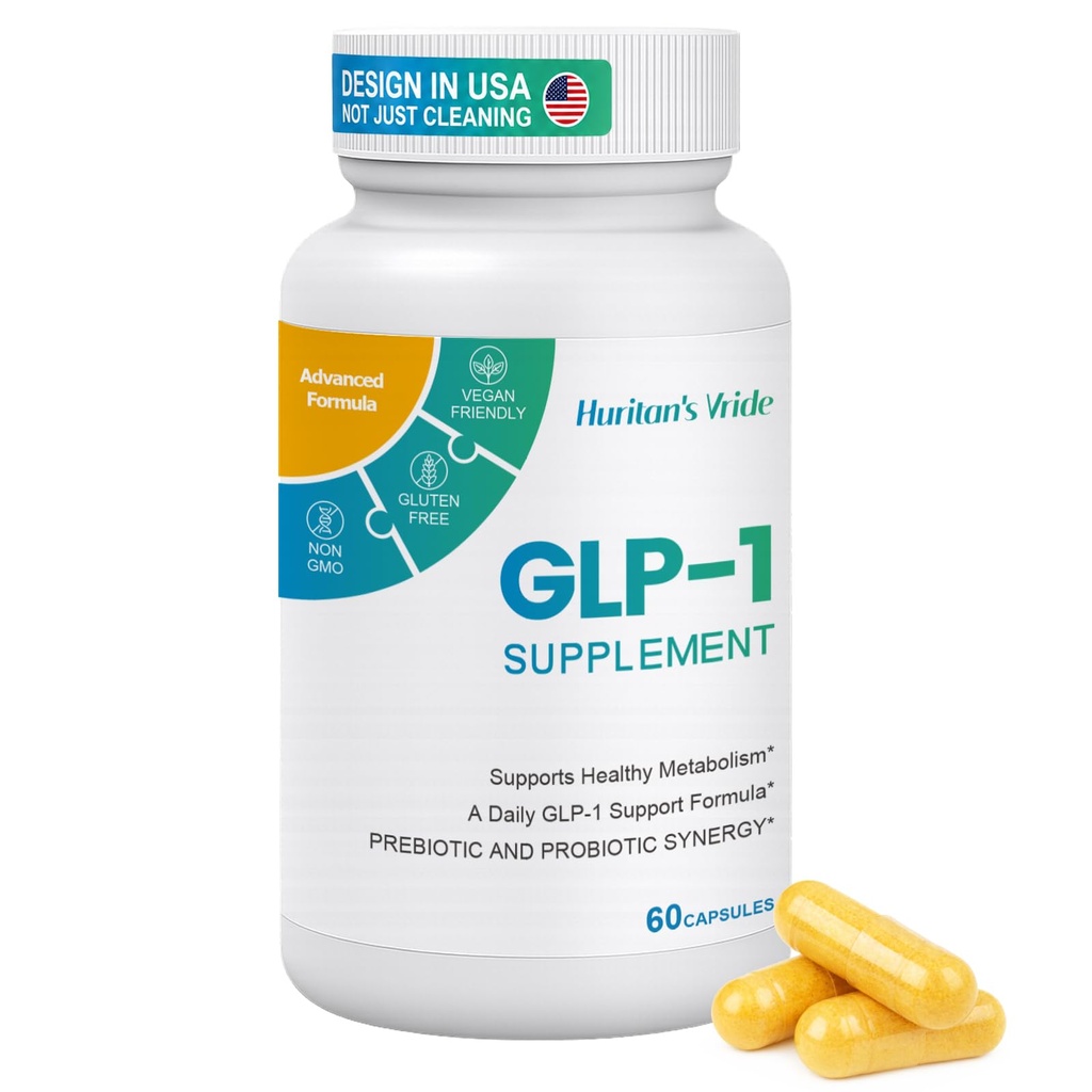 Huritan's Vride GLP-1 Supplement Support with Probiotics | Premium Formula for Healthy Weight Management & Digestive Balance | 60 Capsules