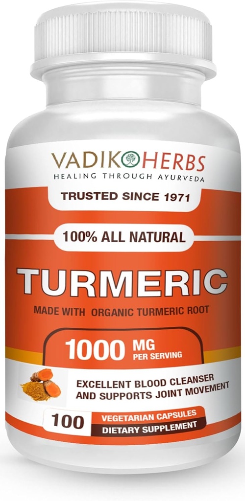 Vadik Kräuter Bio Kurkumin 1000 mg | (100 vegicaps) | Made in USA | Trusted since 1971