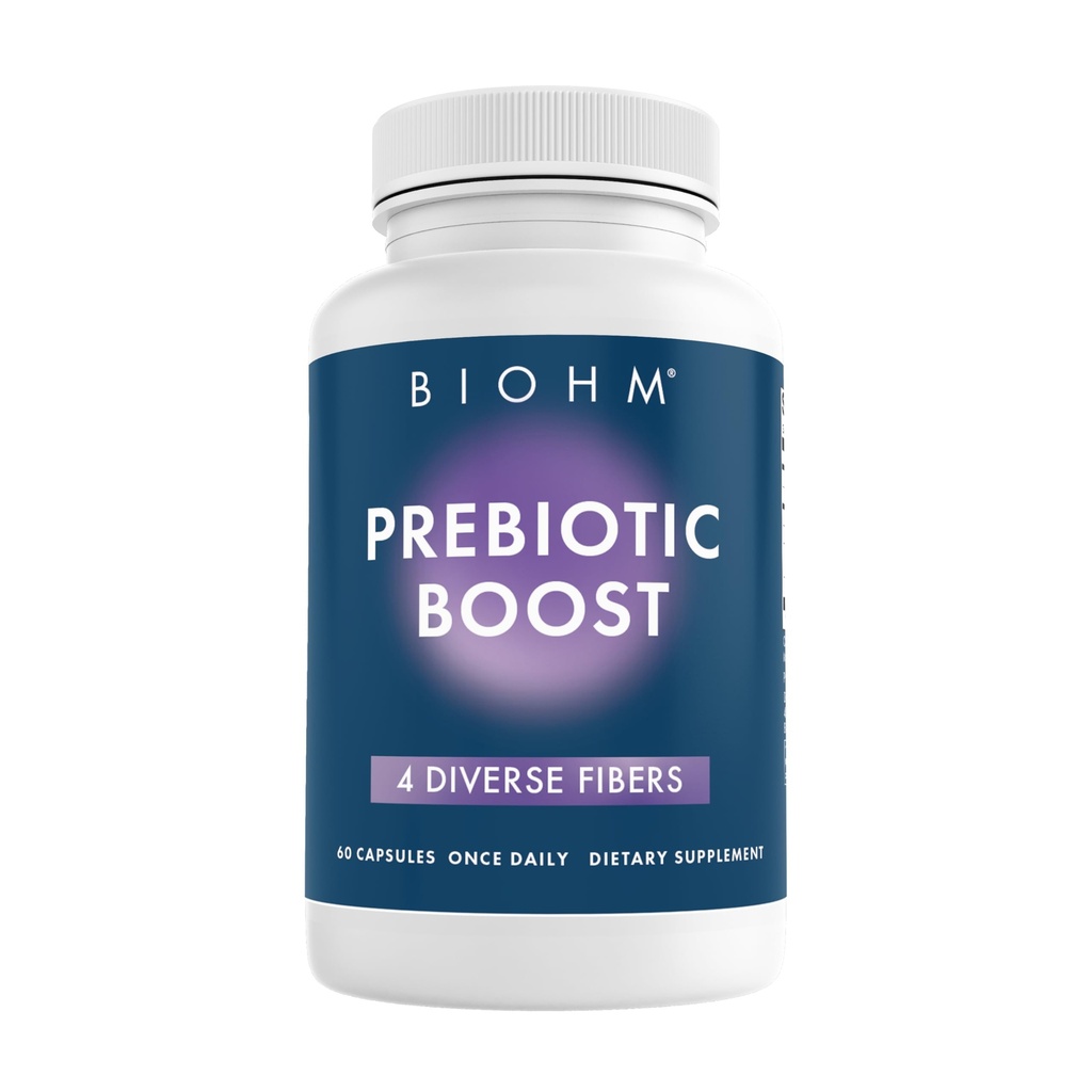 BIOHM Prebiotic Fiber Supplement (60 Kapseln) 4 Diverse Dietary Fibers, um Probiotic Environment zu unterstützen, hilft Gut Health und Immunsystem zu verbessern, umfasst Inulin & Apple Pektin Pulver