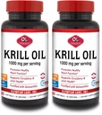 Olympians Labs Antarctic Krill Oil, 1000mg Caps avec Astaxanthin, Omega-3, EPA, DHA, Immune, Joint & Brain Support, 60 Softgels (Pack de 2)