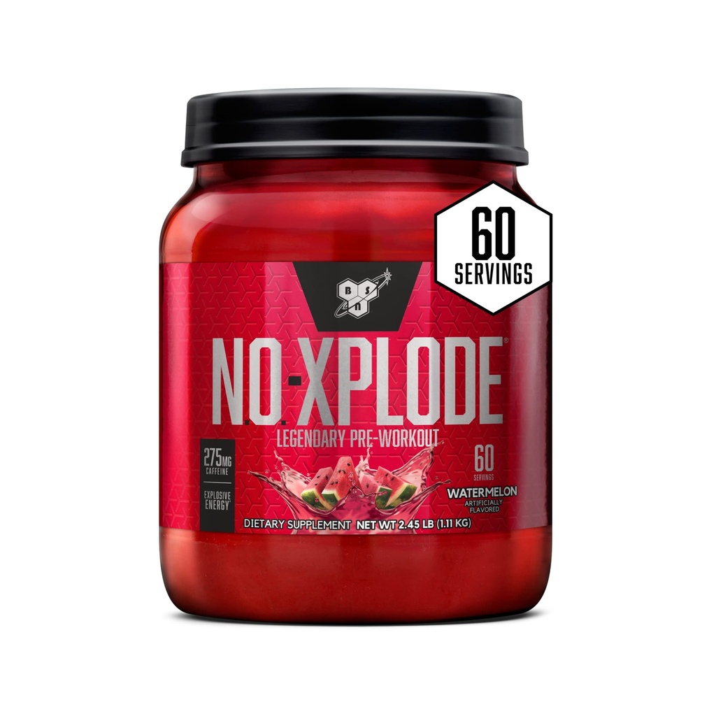 BSN N.O.-XPLODE Pre Workout Powder, Energy Supplement für Männer und Frauen mit Kreatin und Beta-Alanin, Geschmack: Wassermelone, 60 Servietten