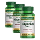 Nature's Bounty Magnesium, Mineral Supplement, Supports Bone and Muscle Health, 500 mg, Coated Tablets, 100 Count (Pack of 3)