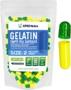 XPRS Nutra Größe 2 Leere Kapseln - 100 Graf Leere Gelatine Kapseln - Pillen DIY Kapsel Füllung - Pure Bovine Pill Gel Kapseln für Do-It-Yourself Ergänzungen (Grün/Gellow)