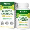 Probiotiques pour les femmes Hommes- 300 milliards CFU, 24 souches Probiotic+15 Herbes biologiques Prébiotiques Mélange, pré et probiotiques, pour la santé digestive, Immune et Gut, Diarrhée, Bloating, Vegan, 2 mois d'approvisionnement