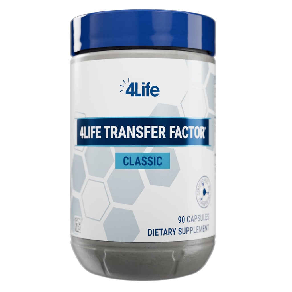 4Life Transfer Factor Classic - avec Colostrum de vache pour la réponse immunitaire améliorée, la reconnaissance et la mémoire - pour les 2 ans et plus - 90 Capsules Veggie