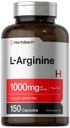 Horbäach L-Arginine 1000mg | 150 Kapseln | Kostenlose Form Nahrungsergänzung | Nicht-GMO & Gluten Kostenlos