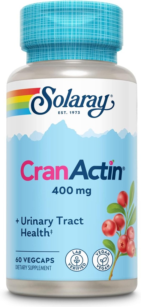 SOLARAY CranActin Cranberry Extract 400 mg - Cranberry Supplements for Women and Men - Bladder and Urinary Tract Health Support with Vitamin C - Vegan, 60-Day Guarantee (60 CT)