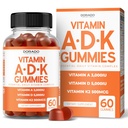 ADK Gummies Vitamin D3 K2 (60 Sugar Free Gummis) Vitamin D3 K2 10000iu/ 5000iu - Ergänzung mit D & K - 10 Vegan Ergänzung - Delicious Raspberry Flavor - Non GMO & USA Made - 60 Count