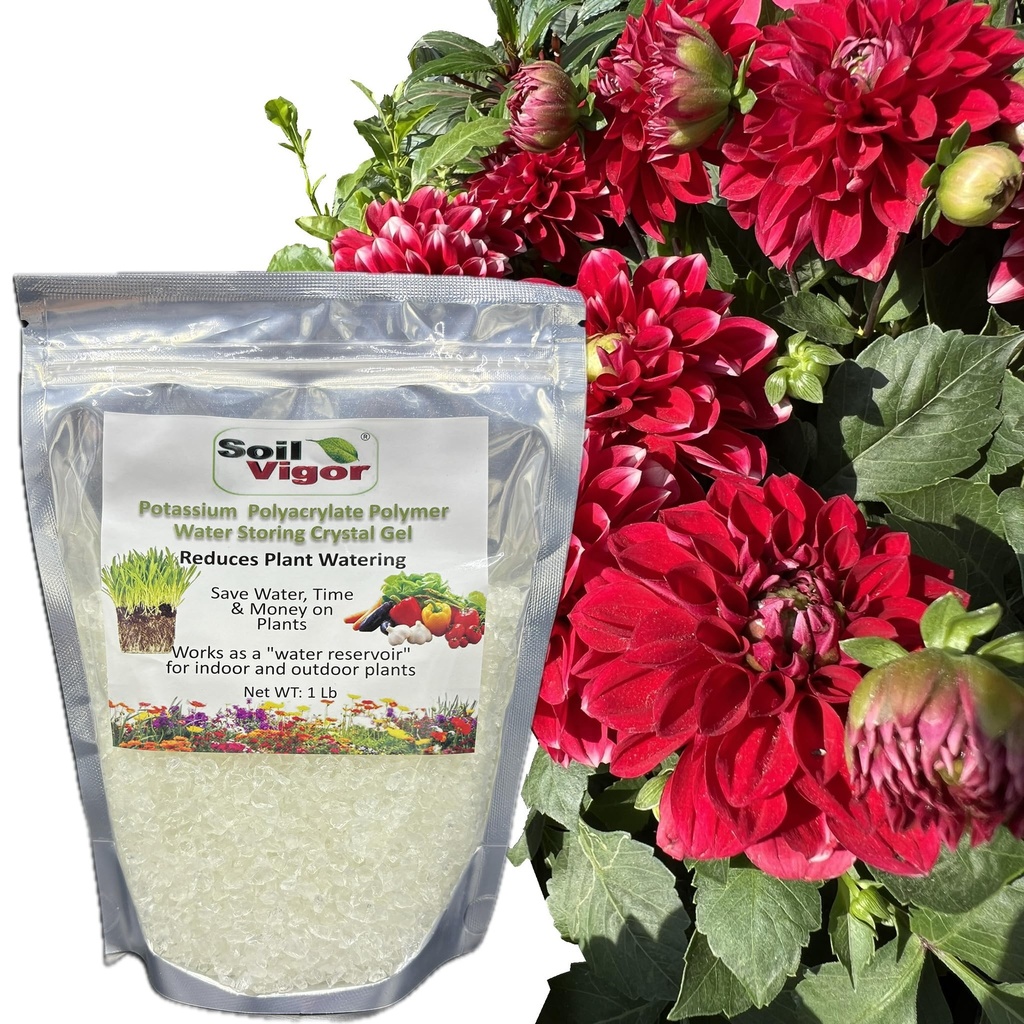 Potassium Polyacrylate – Super Absorbent Water Retaining Crystals for Plants, Lawns & Gardens – Saves Water, Labor & Costs (1, Pounds)
