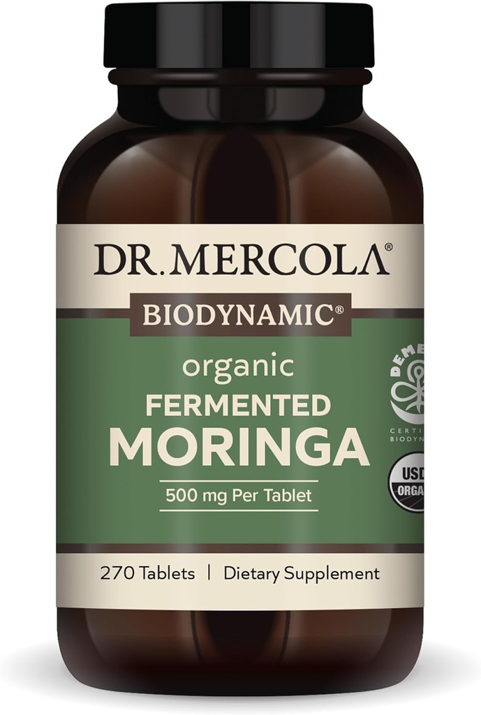 Dr Mercola - Supplément alimentaire biodynamique à base de moringa fermenté, 270 portions (270 comprimés)