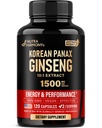 Panax Ginseng 15.000 mg - Red Korean Ginseng Supplement für Herren - Extra Strength 10:1 Extract - Energy, Focus, Productivity & Performance - Natural & Vegan - Made in USA - 120 Kapseln, 2 Monate Versorgung