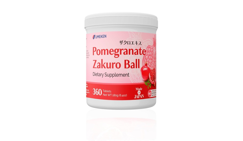 Umeken Granatapfelkugeln, Chewable Supplement mit natürlichen Vitaminen, Mineralien, Zitronensäure & Tanninen, Japanische Granatapfel Ergänzungen für Frauen, 2 Monate Versorgung, 360 Count Bottle, 1 Packung