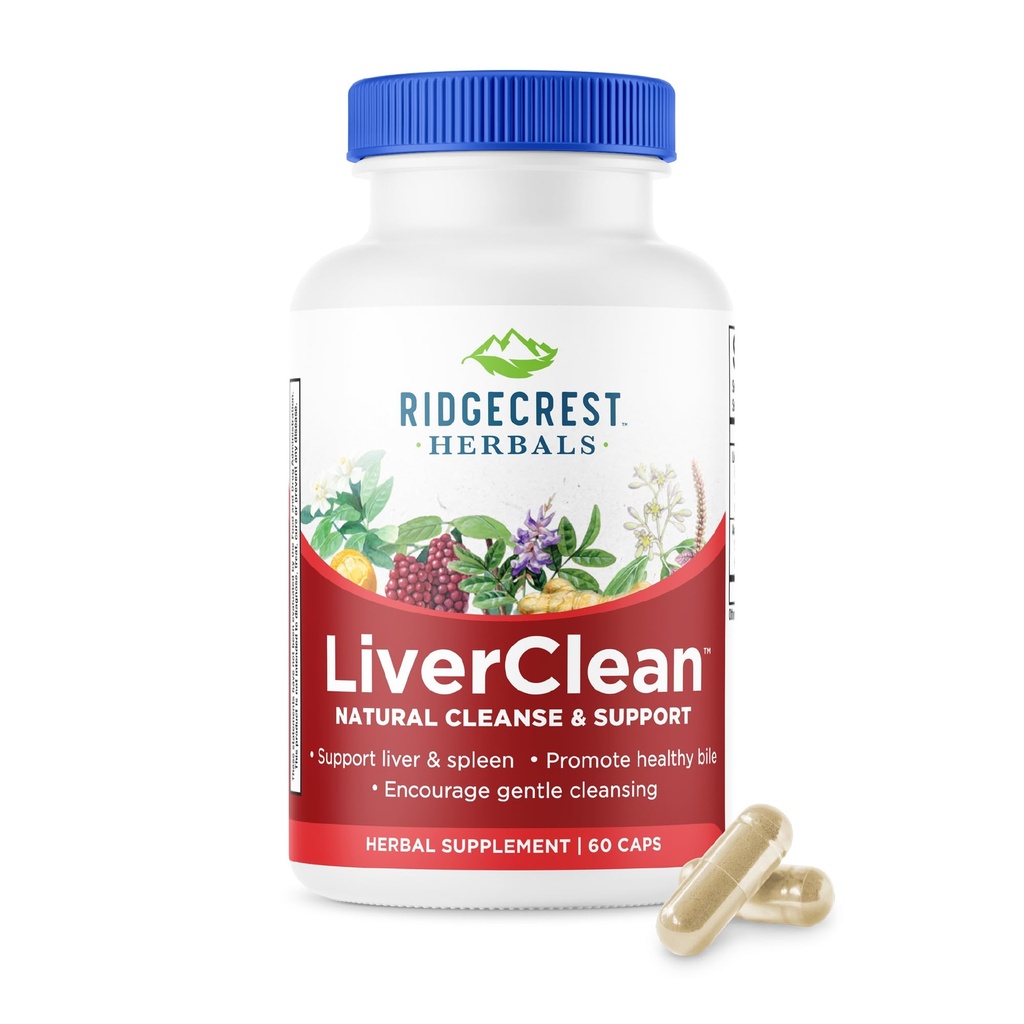 Ridgecrest Kräuter LiverClean, Kräuter Liver Support Supplement, Blessed Thistle, Dandelion, Detox, Saubere Unterstützung, Gesunde Bile (60 Caps, 30 Serv)