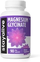 STAY ALIVE Glycinat de magnésium chélaté 500mg, haute absorption, 90 Capsules, 100% poudre de glycin pur, supplément de magnésium extra-résistance pour les femmes et les hommes, pilules sans OGM et sans gluten