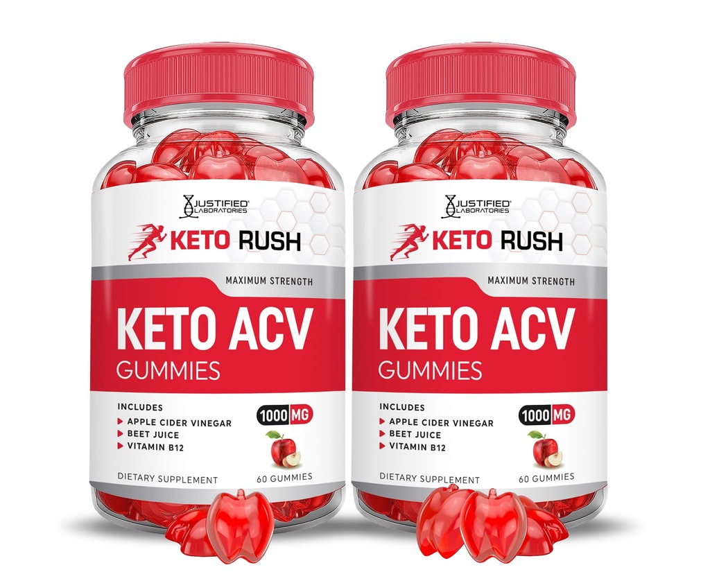 Laboratoires justifiés (2 Pack Keto Rush Keto ACV Gummies Advanced Formula 1000MG Poudre B12 Vegan Non OGM 120 Gummys
