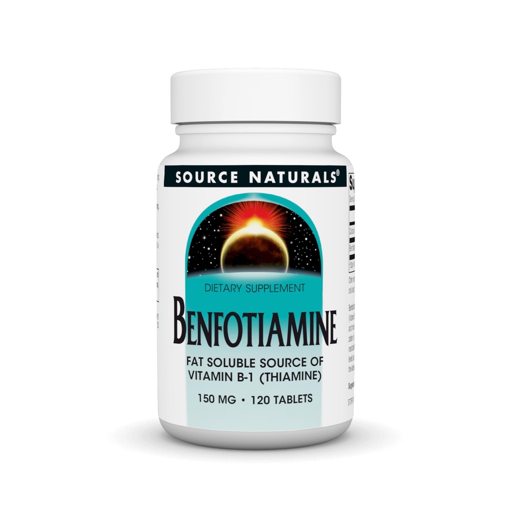 Source Naturelle Benfotiamine, Gras Soluable Source de vitamine B-1, 150 mg - 120 comprimés