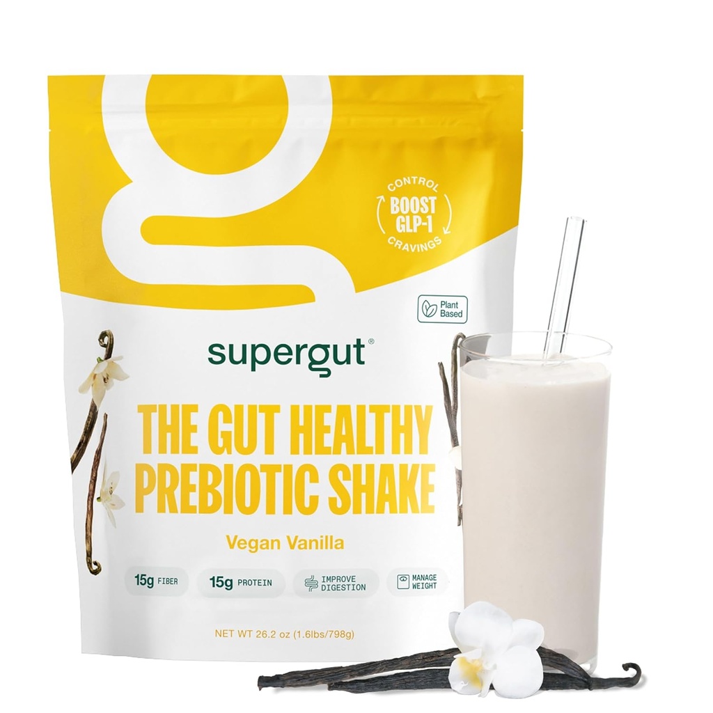 Supergut Prebiotic Shakes | Meal Replacement | Boost GLP-1 | High Protein and Fiber | No Added Sugar | Keto Food, Meal, Snack (Vegan Vanilla, 14 Portionen)