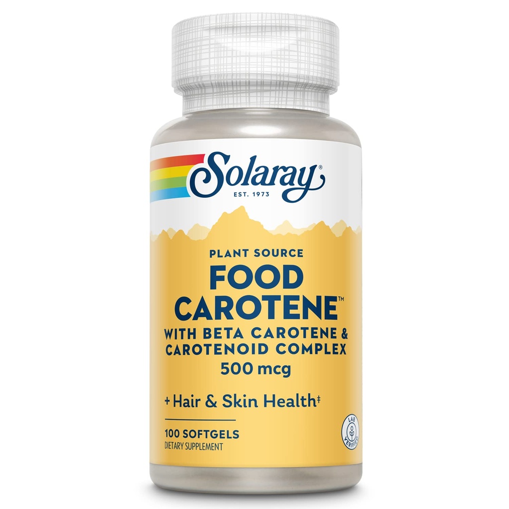 SOLARAY Food Caroten, Vitamin A 10000 IU | Gesunde Haut, Augen, Antioxidans & Immununterstützung (100 CT)