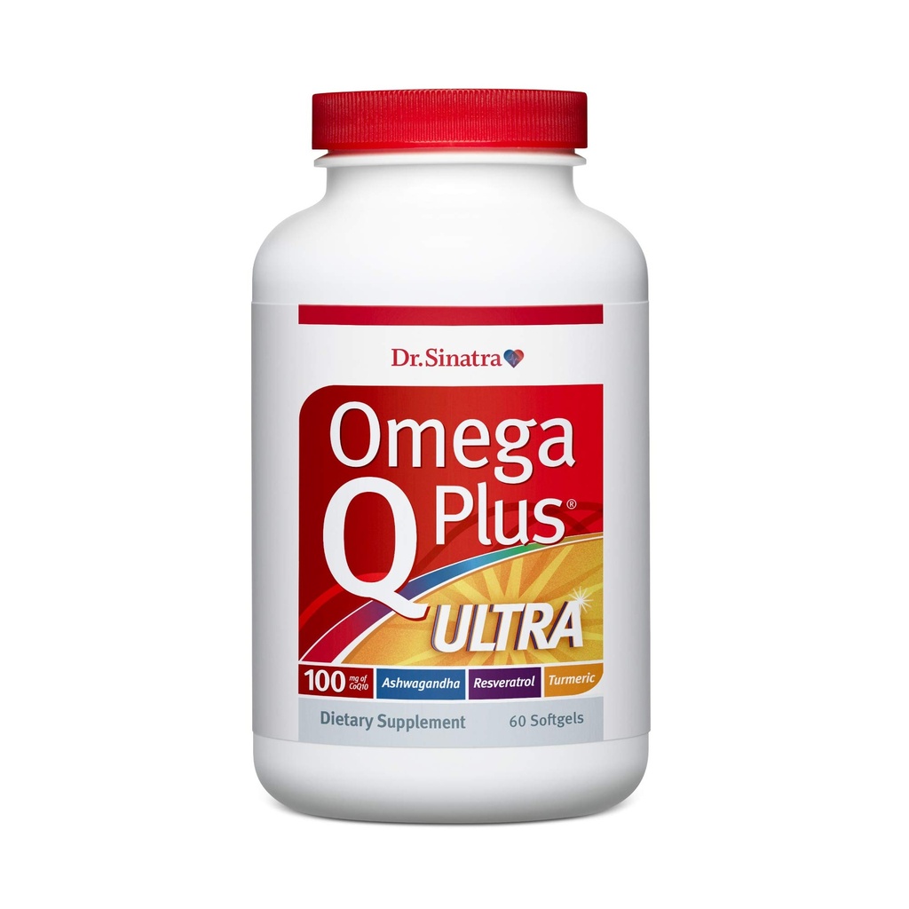 Dr. Sinatra Omega Q Plus Ultra-Support complet et avancé pour la santé cardiaque et le vieillissement en santé avec Ashwagandha pour le soulagement du stress