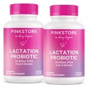 Pink Stork Allaitement Probiotique - 30 milliards UFC Multi souche Probiotiques postnatals pour les femmes qui allaitent - Soutien lait maternel et santé de la poitrine, essentiels postpartum, 60 capsules