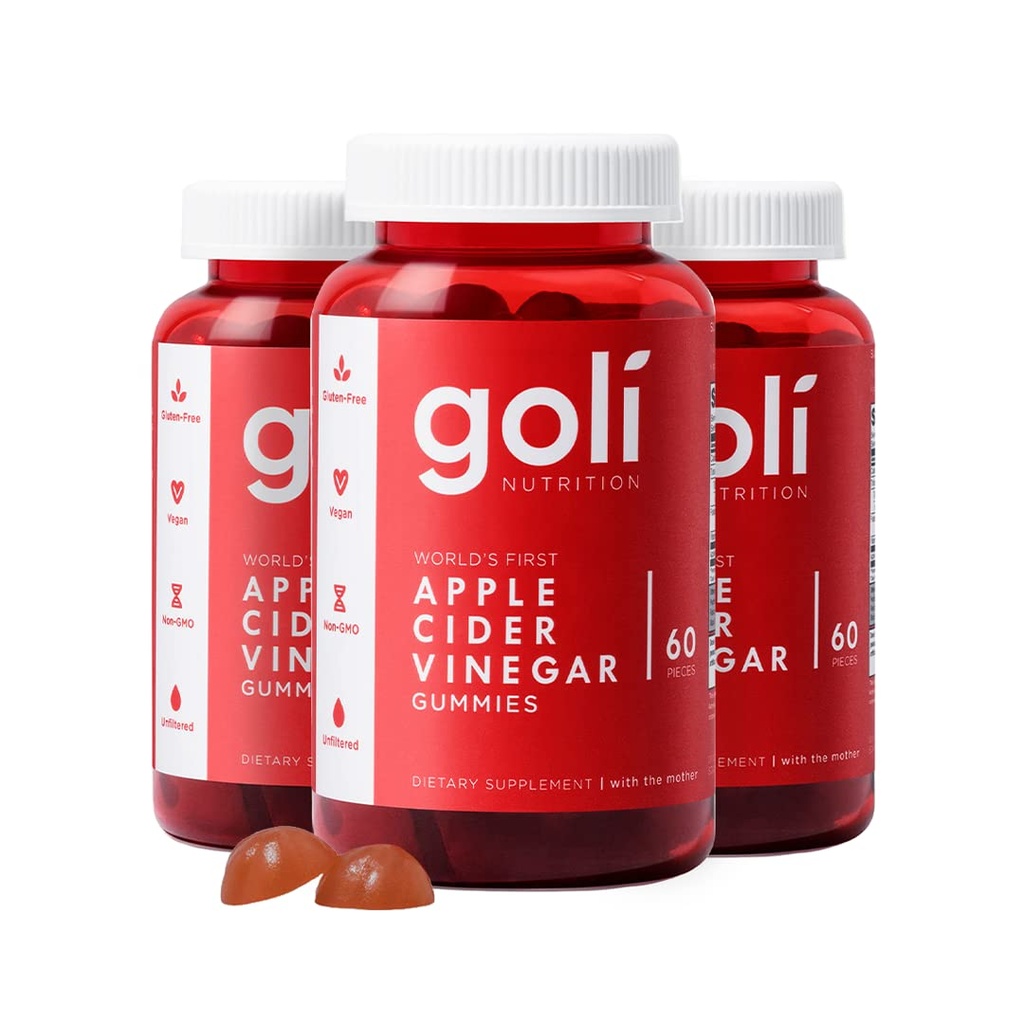 Goli Apfel Apfel Apfelessig Gummy Vitamine - 180 Zähler - Vitamine B9 & B12, Gelatine-frei, Glutenfrei, Vegan & Non-GMO