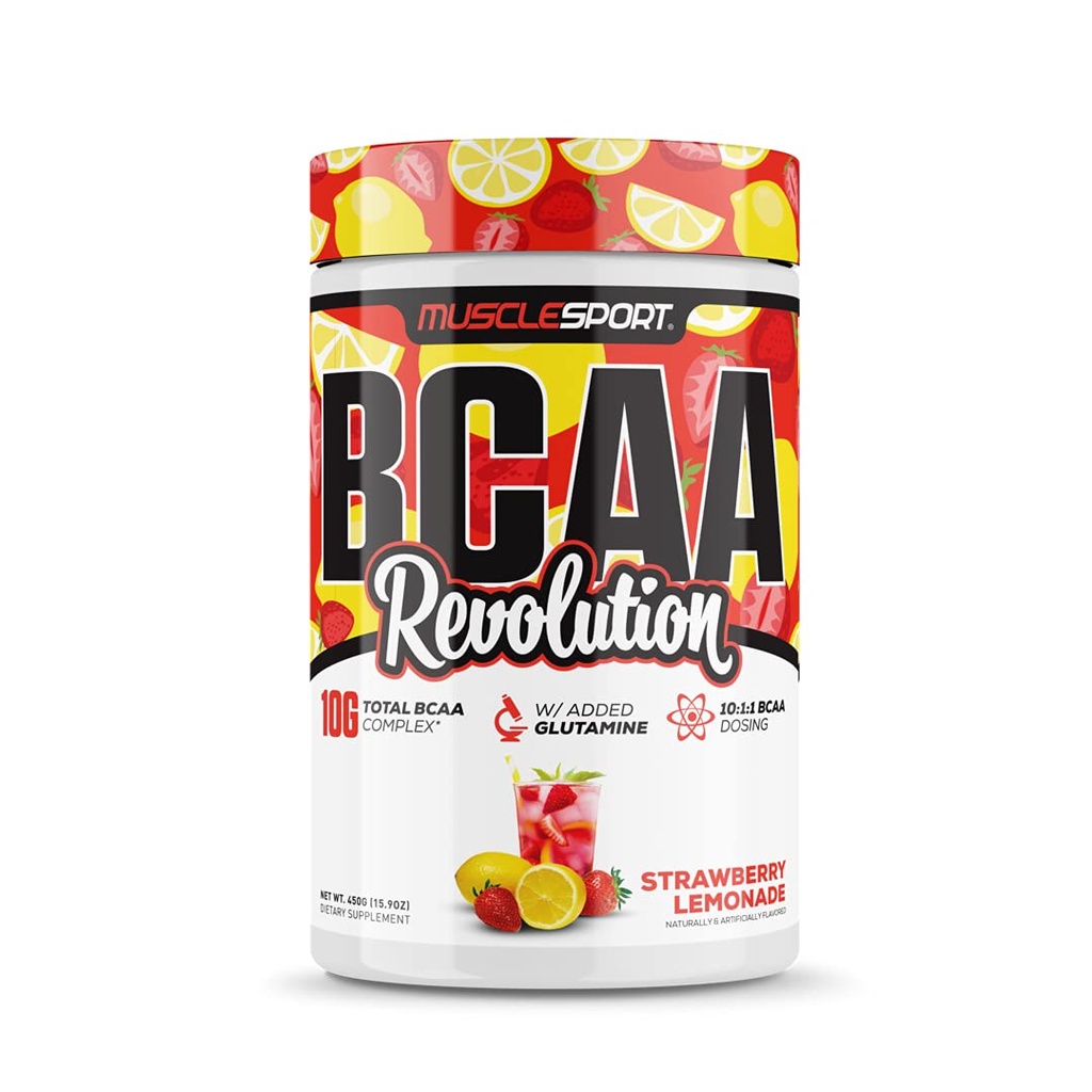 Musclesport BCAA Revolution Aminosäure-Pulver-Ergänzung für Männer und Frauen - Intra Workout Training Complex - Recovery Supplemen (Strawberry Lemonade, 30 Portionen)