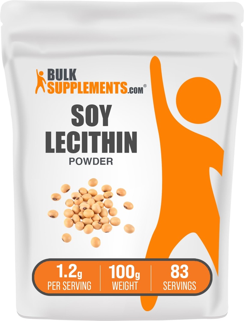 BulkSupplements.com Soy Lecithin Powder - Lecithin Supplement, Nahrungsergänzungsmittel, Lebensmittelklasse - Glutenfrei, 1.2g pro Servierung, 100g (3.5 oz) (Pack von 1)