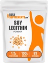 BulkSupplements.com Poudre de lécithine de soja - supplément de lécithine, supplément nutritionnel, grade alimentaire - sans gluten, 1,2 g par portion, 100 g (3,5 oz) (paquet de 1)