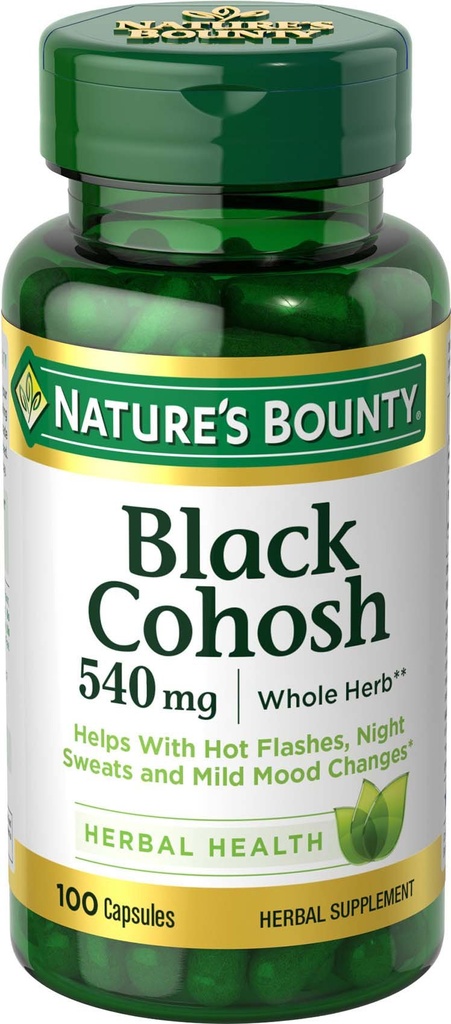 Pilules de coho noir de la nature et supplément santé à base de plantes, soutien ménopausique naturel, 540 mg, 100 capsules