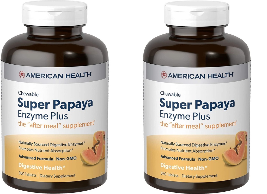 American Health Enzymes Chewable Super Papaya Enzyme Plus 360 Tabletten (Pack von 2)