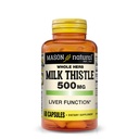 MASON NATURAL Milchdistel 500 mg - Unterstützt gesunde Leberfunktion, Sauberkeit und Detox, pflanzliche Nahrungsergänzung, 60 Kapseln
