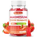 Gommies d'oxyde de magnésium 400mg, Supplément d'oxyde de magnésium à croquer pour les adultes et les enfants, support nerveux et musculaire, non-OGM, sans sucre, goût de fraise, 60 comte