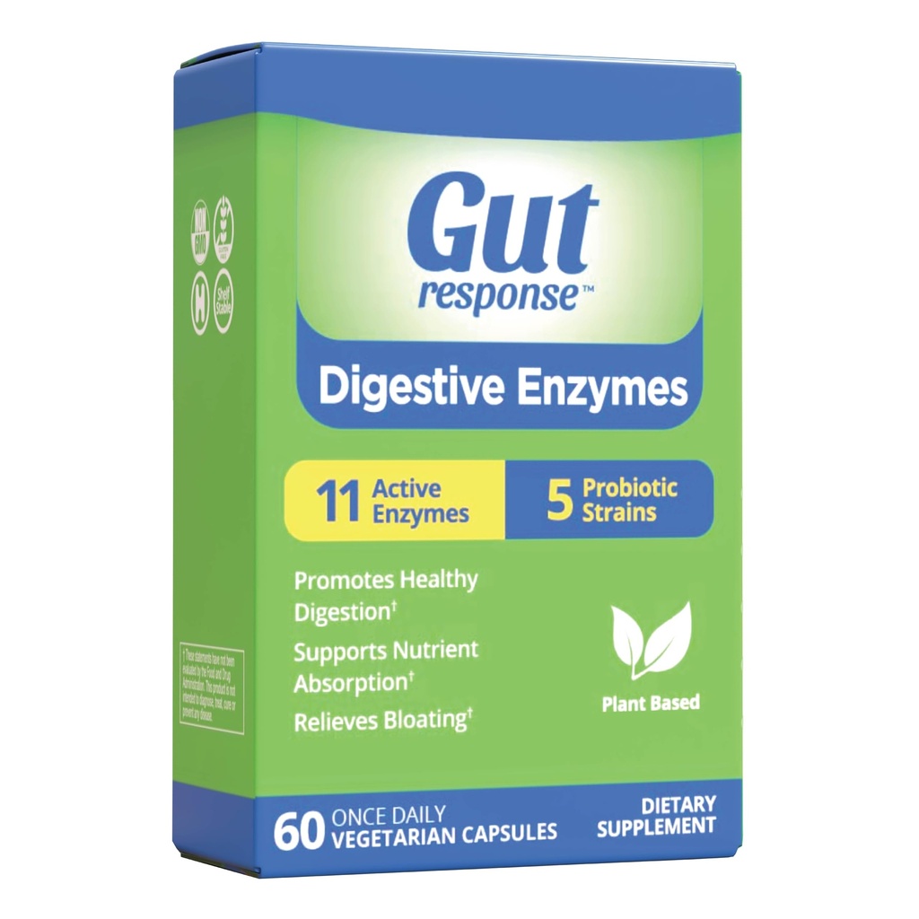Verdauungsenzyme, Verdauungsunterstützung, Linderungen Bloating, 5 Probiotische Strains, 11 aktive Enzyme, 60 Kapseln