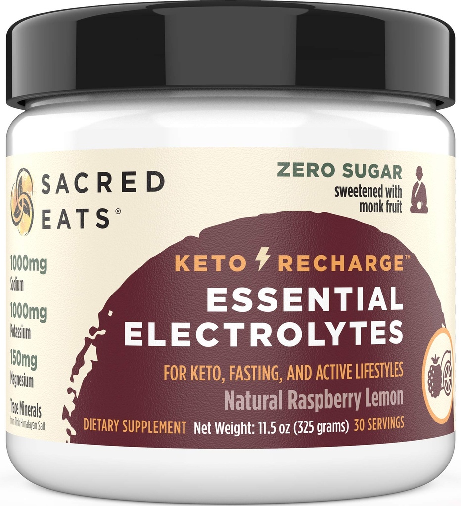 Keto Elektrolyt Pulver & Hydration Supplement | 1000mg Kalium & Natrium, 150mg Magnesium | Kein Zucker & Stevia, mit Monk Frucht nur | Natürliche Himbeer Zitronen (30 Servierungen)