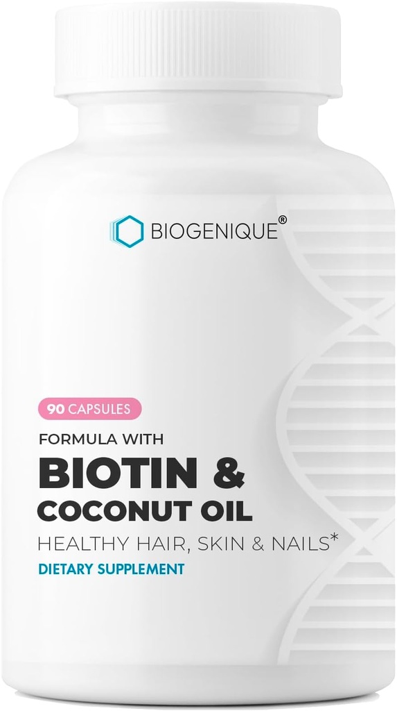 High Potency Biotin Supplement - Vegan Vitamin B7 Formel mit Kreatin und Kokosöl - Gesunder Haut, Nägel & Haar und Keratin Unterstützung - Non-GMO & Gluten Free - 2500 mcg