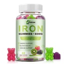 Iron Supplement for Women, Men & Kids, 65mg & Vitamin C 250mg per Serving with B6 B12 Folate- Energy Support for Iron Deficiency, Anemia, Vegan GummyRaspberry Kiwi & BlackBerry Flavor, 60 Gummies