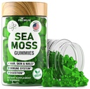 BioVit Sea Moss Gummies - Wildcrafted Irish Sea Moss for Adults & Kids - Seamoss Gel with Bladderwrack & Burdock Root Extract - 60 Vegan Gummies
